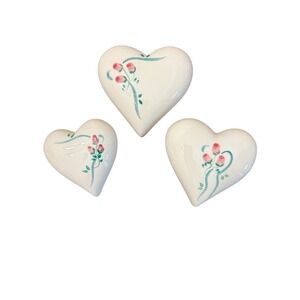 Hearts Wall Decor Lasting Products Ceramic Pink Tulips Vintage Cottage Set of 3